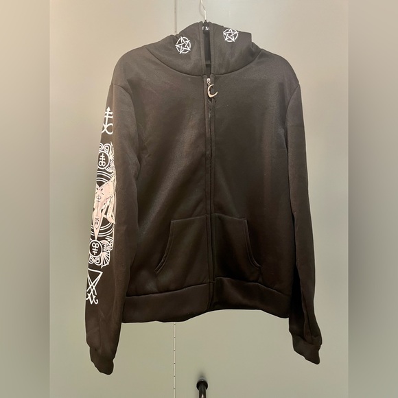 NWOT Mystical Baphomet Print Black Gothic Jacket - Picture 7 of 15